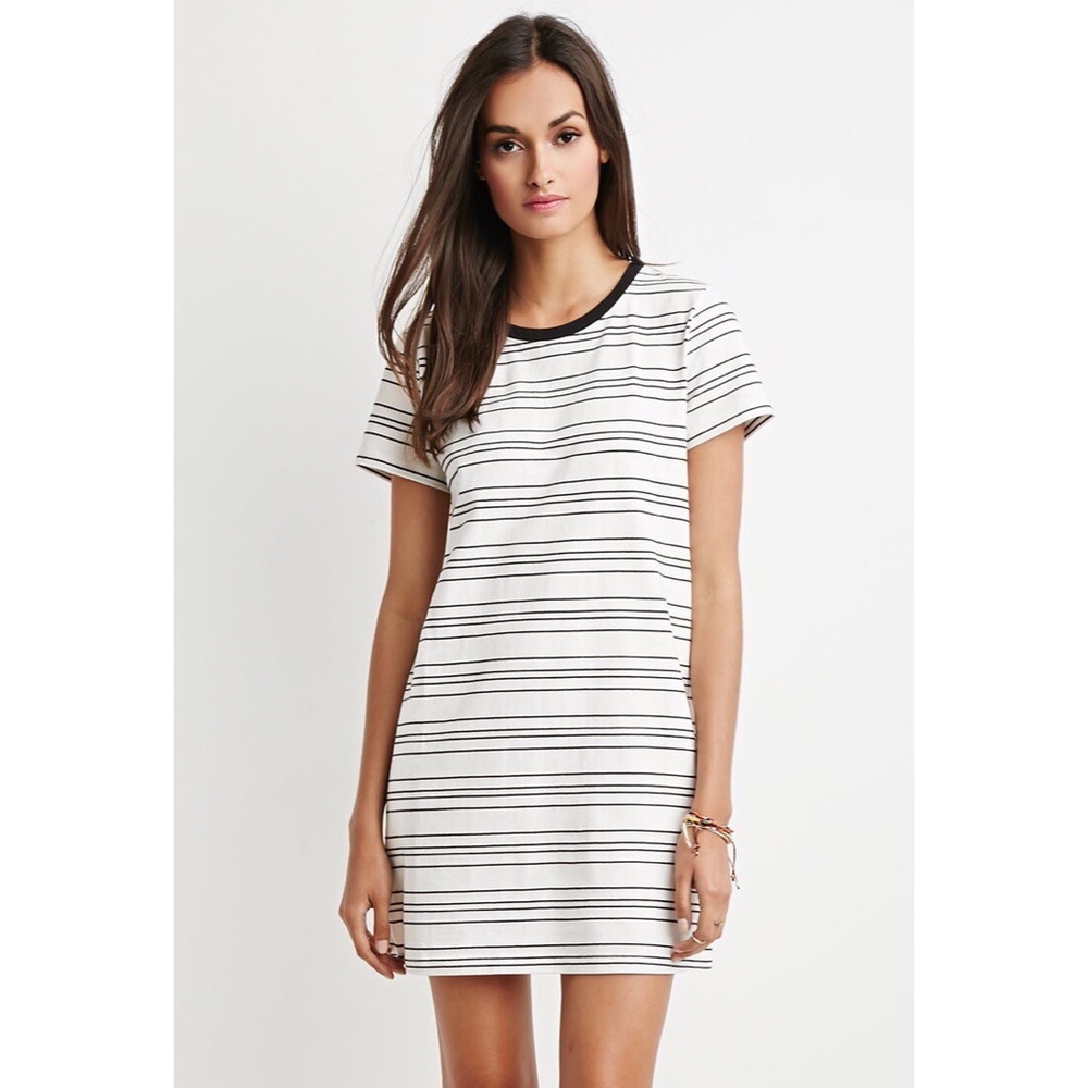 Forever 21 Black and White Striped Mini Dress